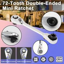 1pc 72 Teeth Precision Ratchet Wrench | 1/4 Inch Double-Ended Socket Wrench, Chrome Alloy Reversible Design, Home Auto Repair Multi-Tool | Mini Portable, Unisex Gift - 1pcs - View 2
