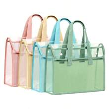 Grande borsa portadocumenti portatile e trasparente impermeabile - Cartellina espandibile con organizer interno, tasche adesive in PVC per forniture da ufficio, portadocumenti per studenti