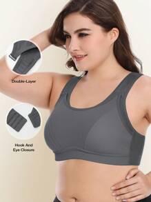 Große Größen Sport-BH für Damen, kabellos, ungefüttert, Volldeckung mit verstellbaren Trägern und breiten Schulterträgern, Hoher Halt für große Büste, bequemer Trainings-BH für Yoga, Fitness und Gym