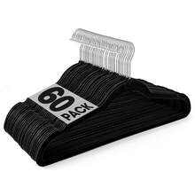 Blauesmeer 60 Pack Velvet Hangers, Velvet Hangers, Non-Slip Felt Hangers - Space-Saving, Non-Slip, Premium Black Suit Hangers, 360° Rotating Hook - 黑色 - 查看 1