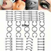 (150pcs/120pcs/100pcs/ 85pcs/ 60pcs/ 40pcs Set Corresponding Image Quantity Set ) Titanium Steel Lip Nail, Stainless Steel Eyebrow Nail, Nose Ring, Nose Nail, Tongue Nail, Navel Nail, Eyebrow Puncture Nail, Mixed - Silver - View 18