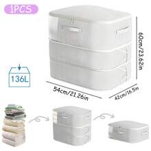 1pc Transparent Window Vacuum Storage Bag, Space-Saving Self-Compression Oatmeal Bag For Storing Cozy Blankets, Bedding, Pillows, Clothes - Multicolor - View 23