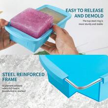 ACZSilicone Freezer Tray With Lid 2 Pack Silicone Freezer Molds Large Ice Cube Tray Makes 4 Perfect 2 Cup Portions Meal Prep Containers Oven Dishwasher Safe2216 - 藍色 - 查看 2