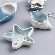 Juego de 2 moldes de silicona para fundición de resina y concreto - con formas de concha y estrella de mar, adecuado para manualidades DIY, bandejas de exhibición de joyas, portavelas de cemento, moldes para colada de resina epoxi - Blanco - Ver 4