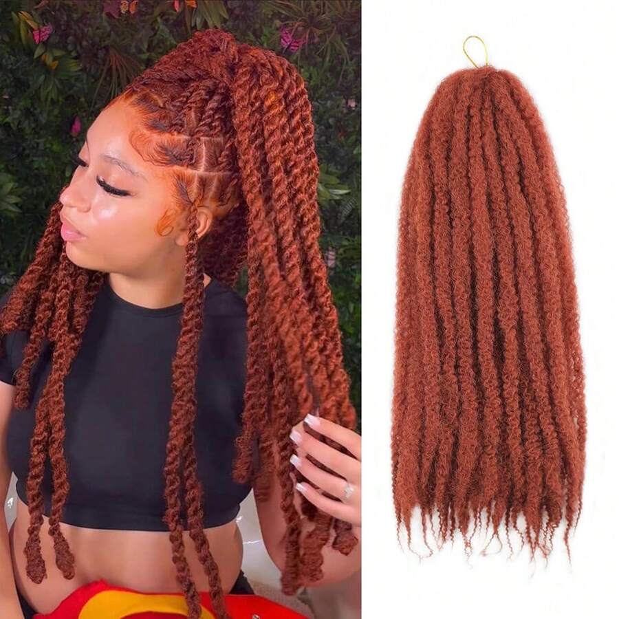 Tóc tết xoắn Marley 18 inch Tóc xoắn Marley Tóc xoắn dài 1/3/8 gói Ombre Vàng Afro Kinky Xoăn Xoắn Móc Tóc nối Marley tổng hợp