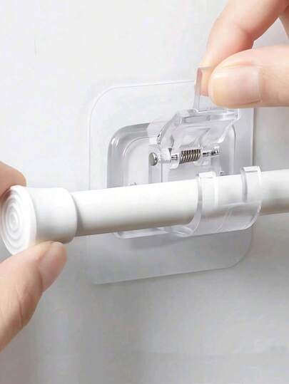 8 piezas de soporte para barra de cortina con adhesivo, sin necesidad de taladrar, gancho ajustable para baño, cocina, hotel, perchero de ropa, accesorios de baño, decoración de habitación