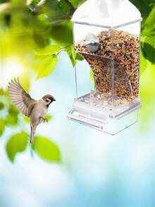 1 pieza Alimentador automático de pájaro Caja de comida para pájaros y loros Alimentador automático para mascotas Caja anti-dispersión de comida para pájaros Suministros para pájaros - Multicolor - Ver 4