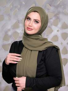 1 pièce Hijab en mousseline instantané. Hijab à nouer doux, respirant et anti-boulochage - foulard musulman confortable pour toutes les saisons, facile à porter et à styliser. - Hijab instantané en mousseline - Voir 7