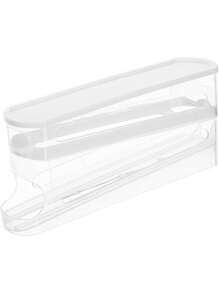 Transparent Egg Storage With Automatic Rolling Function, Double Layer Plastic Egg Holder - Side Sliding Organizing Rack - Transparent Kitchen Egg Storage Container Holds Approx. 14 Eggs