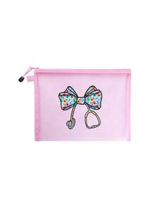 Mesh Zipper Storage Bag, Printed With Bow Stethoscope Pattern, Multi-Function Storage Bag, Medicine Storage, Beach Vacation Toiletries Bag, Transparent Mesh Storage Bag, Multi-Function Travel Bag, Air Cushion Storage, Portable Storage Bag, Student Stationery Bag - متعدد الألوان - مشاهدة 13