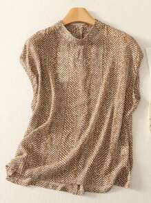 Women's Casual Loose Luxury Chic Shirt Top, Fashionable And Stylish, Summer - Coffee Brown - View 1