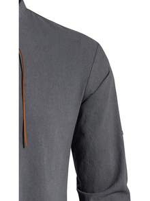 Men's Pure Cotton Retro Lace Up Shirts For Renaissance Pirate Viking Medieval - Grey-d - View 5