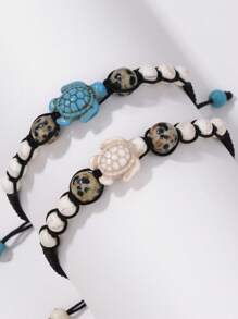 Neuer Retro-Stil Schildkröte handgewebte Hanfseil Knöchelkette, unisex, perfekter Modeaccessoire für Sommerstrände, multifunktionale dekorative Kette (Armband, Knöchelkette)