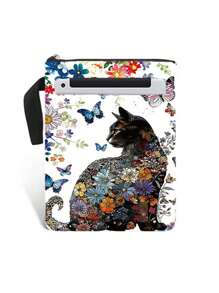 Fundas para libros con diseño de flores y gatos, protector de libros vintage, funda de tela lavable con cremallera y bolsillo adicional para amantes de los libros, regalos para compañeros de clase, regalos de vuelta al cole para niños y niñas.
