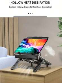 Ergonomischer, verstellbarer Laptop-Ständer mit integriertem Handyhalter, tragbare Tischhalterung für 17,3-Zoll-Computer - aus strapazierfähigem ABS-Material