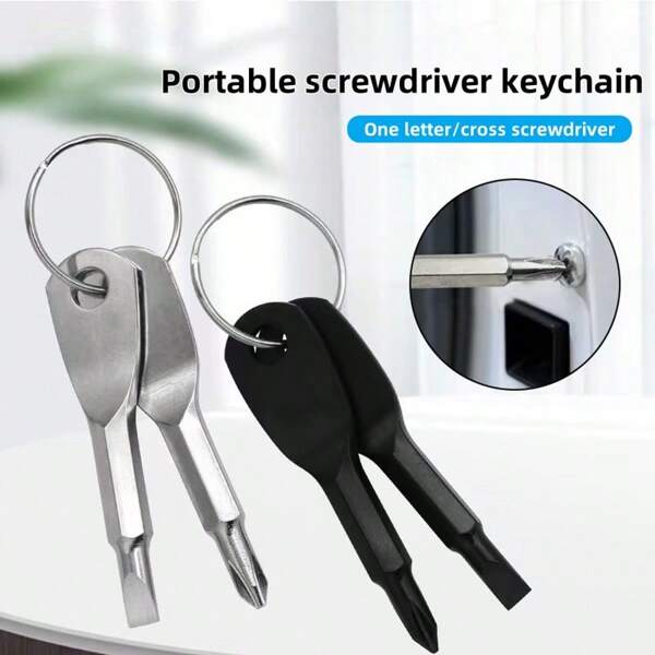 2 Stück/1 Stück tragbare Flachkopf- und Schraubendreher-Schlüsselanhänger-Werkzeugset - vielseitiges Mini-Taschenreparaturwerkzeug, Outdoor-Campingzubehör, multifunktionaler kompakter Schraubendreher, mit Schlüsselring-Karabiner, essentiell für Zuhause, Reisen, tägliche Wartung, Büro- und Schulbedarf, Schreibtischorganisation, Schlüsselanhänger-Dekoration