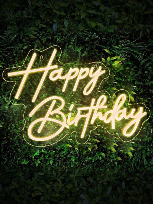 1pc "Happy Birthday" Decorative Neon Light, USB Powered Adjustable LED "Happy Birthday" Neon Light, Neon Message Board For Birthday Party Decoration
