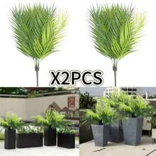 12pcs Artificial Palm Tree, Plastic Plants Greenery, Fake Tropical Shrub, Large Leaf, Suitable For Indoor/Outdoor Garden, DIY Basket Filler, Wedding Decor, Party Decoration, UV Resistant