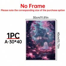 1 pièce Fantôme, Impression d'Halloween, Affiche d'automne, Art effrayant de sorcière, Ensemble rose et morose, Art de l'Académie sombre, Ensemble mural d'Halloween, Décoration de pièce esthétique, Décoration de maison, Art mural sur canevas, Affiches pour la chambre, Accessoires de décoration de chambre, Cadre en option, Décoration de chambre à coucher.