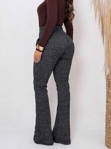 Jackard Flare Pants With Front Pocket - 深灰色 - 查看 2