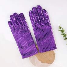 1Pair Silver Sequin Gloves Mesh Glitter Gloves Sequin Dance Gloves For Dress Costume Accessory Sequin Dance Gloves Costume Silver Glitter Short Gloves For Skating Dressing Accessory Halloween