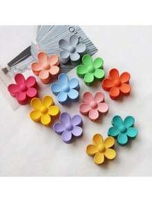 发夹 8PCS（颜色随机）女士磨砂糖果色多色亮色花朵夹花朵发夹清新不易断抓夹女士淋浴盘发夹配件发饰优雅爪夹，学校用品，学院秋季配饰