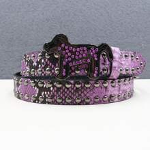 Cute DOG Y2K Rhinestone Belt Western Denim Effect Men Belt Punk Rivet Jeans Belts NEW Metal Rivet Cowboy Belt Snake Pattern Fall, Autumn, Halloween Autumn-Winter Accessories,Suitable For Teens, Youth,Men,Casual, Outdoor, Athletic, Vacation, Graduation Gifts, Birthday, Daily Wear