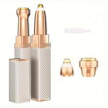 Eyebrow Trimmer & Hair Remover, Lipstick-Style USB Rechargeable Portable Shaver For Women - Gold - View 1
