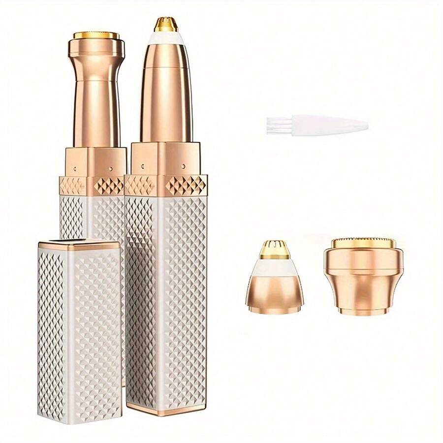 Eyebrow Trimmer & Hair Remover, Lipstick-Style USB Rechargeable Portable Shaver For Women - Gold - View 1