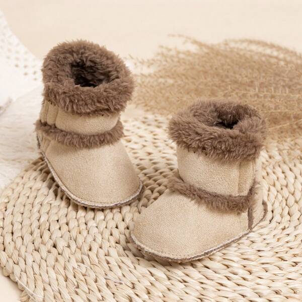 Simple Solid Color Infant Warm Boots, Casual Outdoor Comfortable Autumn/Winter