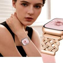 Pulseira trançada com nó celta glam e fivela magnética, compatível com Ultra 38 mm, 40 mm, 41 mm, 42 mm, 46 mm, 44 mm, 45 mm e 49 mm para mulheres e homens, pulseira trançada com design especial/pulseira elegante compatível com SE Ultra Watch Series 8/7/6/5/4/3/2/1, acessórios para relógio, presente para ela