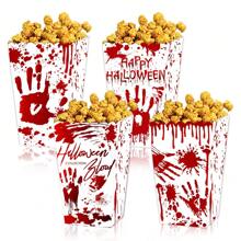 24/4 pièces Boîte à pop-corn en papier motif chauve-souris fantôme pour Halloween, boîte à frites motif sang, boîte de décoration de collation d'Halloween, décorations de scène de fête d'Halloween, décorations de centre de table d'Halloween, boîte à bonbons motif toile d'araignée rose, boîte-cadeau, convient pour la fête d'Halloween, la décoration de cuisine à la maison, les fournitures de cuisson