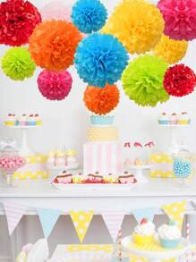18pcs Multicolor Paper Flower Ball Decorative Set For Party Theme