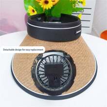 Women's Sun Hat With Built-In Fan Wide Brim Visor Cap For Outdoor Camping Rechargeable Cooling Fan Included