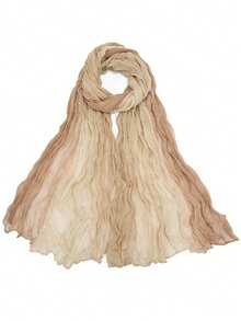 1件装女士渐变褶皱围巾披肩，亲肤柔软褶皱薄款颈部围脖透气纱巾，多功能麻花针织褶皱效果保暖围巾，适合搭配连衣裙 - 彩色 - 查看 22