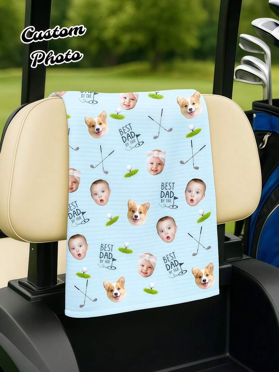 Golf Towels With Customizable Photos, Personalized Golf Towels, Personalized Father's Day Gifts, Funny Dad Gifts, Best Dad Towel Gifts, Gifts For Men, Gifts For Golf Lovers, Stylish, Colorful, Cute, Simple, Kawaii, Unique Personalized Custom Gifts - Style a - View 1