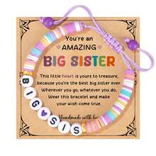 Pink & Blue "Big Sis/Bro" Beaded Clay Bracelet, Suitable As Easter Gift For Grandchildren, Sons & Daughters, Also Fit For Birthday, Back To School, Graduation, Cute Bracelet, Sibling & Friendship Bracelet