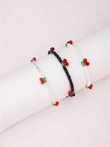 3件经典樱桃串珠手工串珠手链