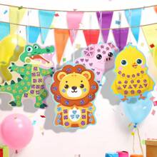 Attività artistiche e creative per bambini - Set di pittura con adesivi di animali carini, adesivi laser e set da colorare, 10 carte con disegni di animali + 12 adesivi laser + 10 corde decorative, decorazioni da appendere, artigianato fatto in casa, set creativo, regalo di compleanno, regalo per le vacanze, regalo per il ritorno a scuola, borsa, giocattoli per bambini e bambine di 3-6 anni, regali di Natale e Ognissanti
