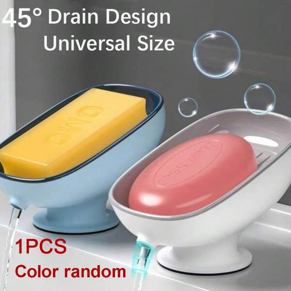 1pc/2pcs Luxury Adjustable Oval Suction Cup Soap Dish - Wall Mounted, Anti-Slip, Removable Soap Holder For Bathroom