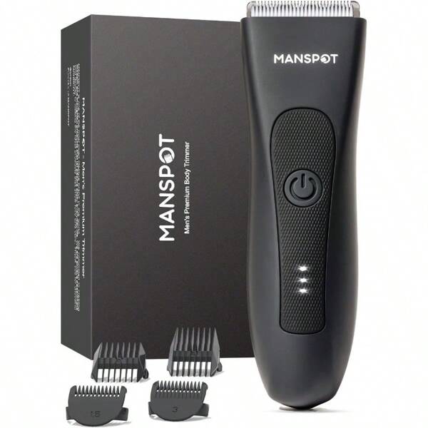 Manscape Groin & Body Hair Trimmer For Men, Electric Ball Trimmer Pubic Trimmer Shaver,Manscape Kit With 4 Guard,Replaceable Ceramic Blade Heads,Waterproof Wet/Dry Shaver,90 Minutes Shaving