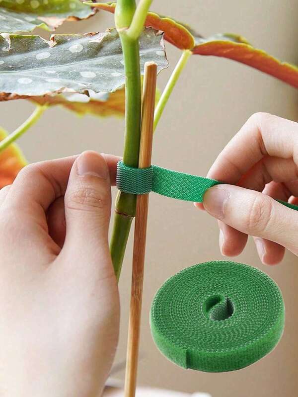5 Rolls Of Plant Shaped Decorative Tape With Home Gardening Hooks, Nylon Plant Fixing Tape, Floral Tape, Green Handmade DIY Simulated Flower Tape, Plant Gardening Wrapping Flower Stick Adhesive