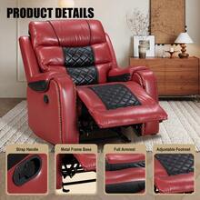 Air Leather Rocker Recliner Chair Single Sofa With Diamond Stitching - 紅色 - 查看 5