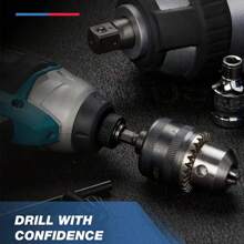 带钥匙适配器套件的钻夹头快速更换 SDS Plus 1/4 英寸六角六角 1/2 英寸方形套筒柄，适用于钻头尺寸 1.5 毫米至 13 毫米（1/16 英寸至 1/2 英寸），适用于旋转动力冲击锤扳手驱动器工具