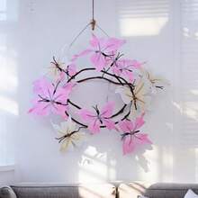 1件/12件双色渐变仿真蝴蝶枯枝藤蔓，适用于婚礼外拍道具、家居装饰、橱窗展示品、墙面装饰、商场展示等，假植物