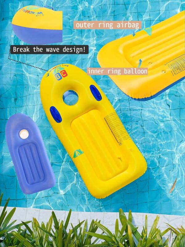 1pc Water Surfboard, Inflatable, Cute Inflatable Buoy, Water Sofa, With Double Handles, Suitable For Boys And Girls, Suitable For Swimming Pool Or Beach, Load-Bearing 50kg, Many Color Styles To Choose From;