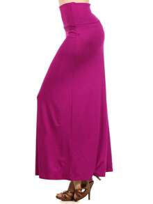 Chic Comfortable High Waisted Maxi Skirt Flowing A Line Design For Everyday Elegance - Magenta - View 2