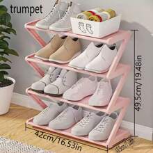 1pc Easy Assembling Z-Shaped Non-Woven Fabric Shoe Rack, Home/Dormitory Use