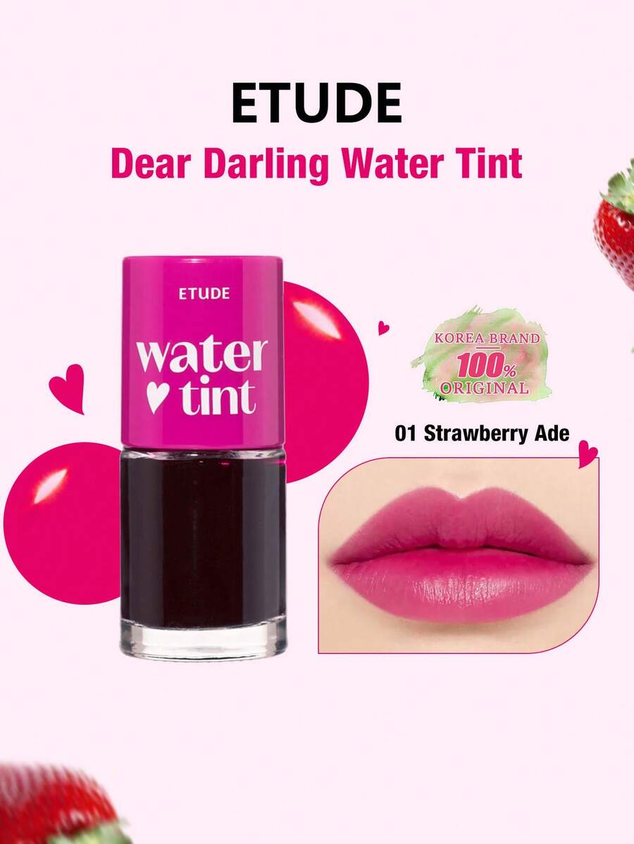ETUDE 伊蒂之屋 Dear Darling 水润唇釉 #01 草莓色,色彩鲜艳明亮,持久不沾杯,滋润唇釉质地轻盈,水润光泽,适合日常使用,韩国化妆品,礼盒装 9克/0.31盎司 - #01 Strawberry - 查看 1