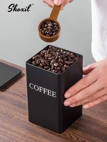 shoxil 3 件套咖啡茶糖容器套装，金属复古厨房密封盖罐套装，厨房台面食品储存容器罐，农舍家居装饰 - 收納罐 - 查看 7